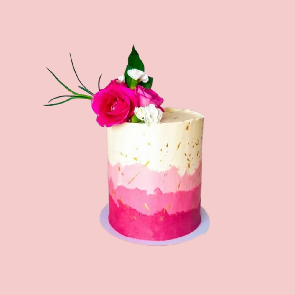 Tarta con flor rosa